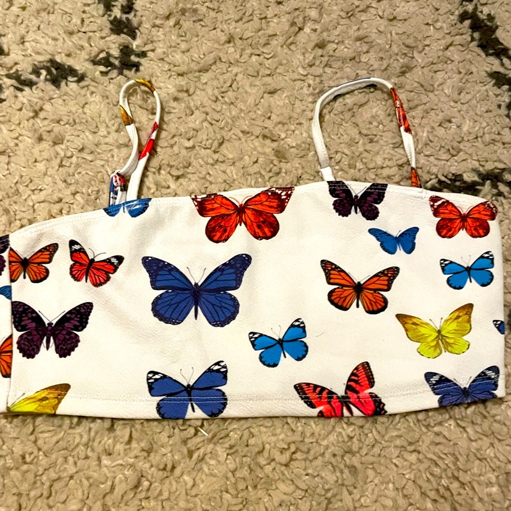 A very cute butterfly crop top.